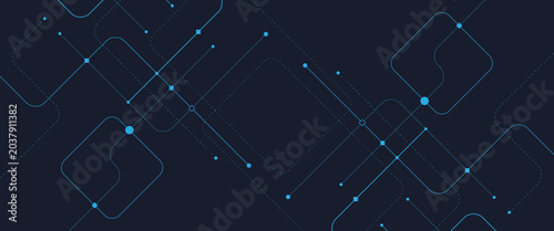 Obraz na plátně Vector abstract digital technology with futuristic crossed lines and dots geomet