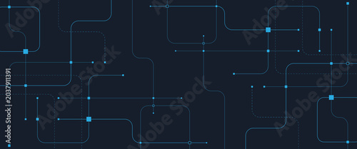 Cuadro en lienzo Vector abstract digital technology with futuristic crossed lines and dots geomet