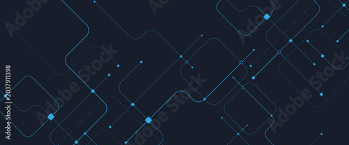 Bilde på lerret Vector abstract digital technology with futuristic crossed lines and dots geomet