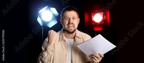 Angry male actor with scena...