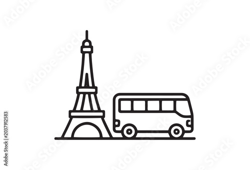 Eiffel Tower, Paris Landmark, Vector Icon, Travel Tourism Symbol