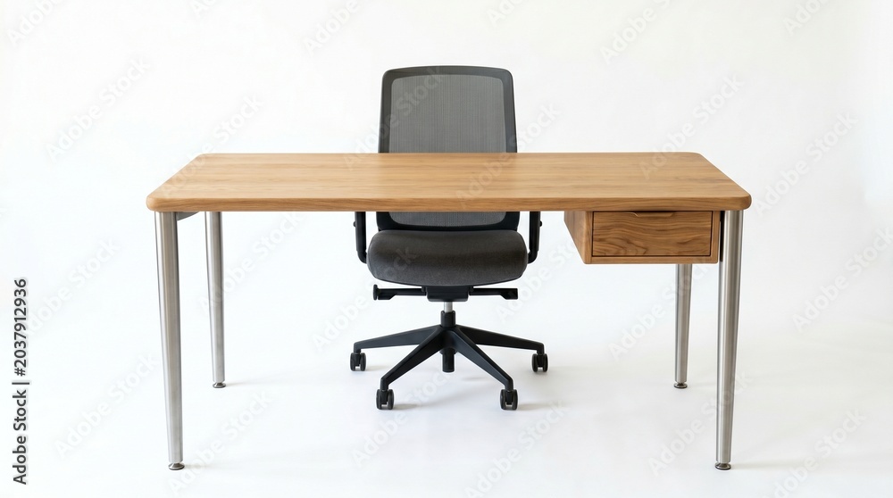 Fototapeta premium Minimalist Office Desk Isolated