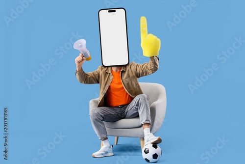 Male sports fan with soccer...