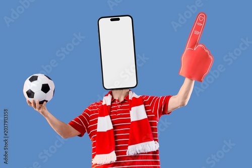 Male sports fan with soccer...