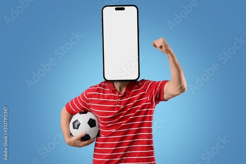 Male sports fan with soccer...