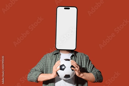 Male sports fan with soccer...