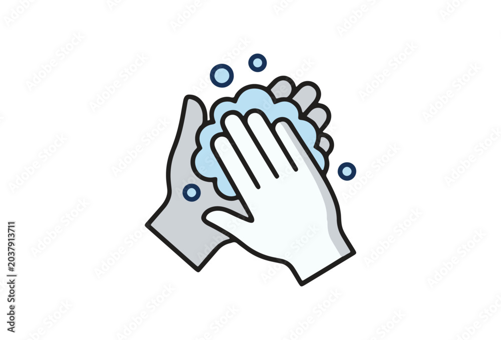 Obraz premium Handwashing, hygiene, soap, vector icon, health, cleanliness