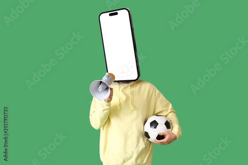 Male sports fan with soccer...