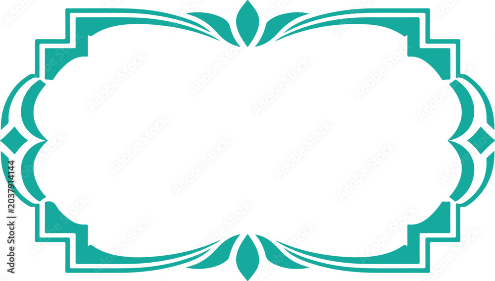 Fototapeta premium Blue and White Floral Frame with Ribbon Vector Design