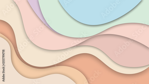Obraz na płótnie Abstract background with soft pastel colors and fluid wavy paper cut layers