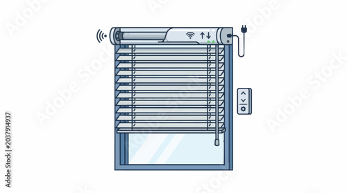 Smart Motorized Window Blinds with Remote Control and Wi-Fi Connectivity.