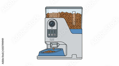 Automatic Pet Feeder with Camera and Food Dispenser.