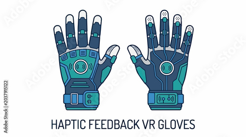 Futuristic Haptic Feedback VR Gloves for Immersive Virtual Reality Experiences.