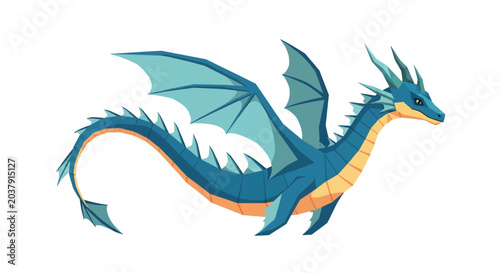Foto Blue Sea Dragon Illustration, Mythical Creature, Fantasy Animal