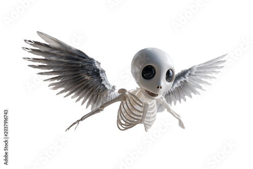 Flying Skeleton with Angel Wings