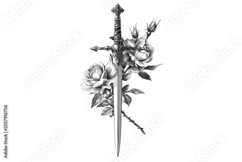Sword and Roses Illustration