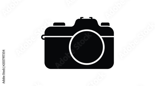 Tableau sur toile Single lens reflex camera silhouette against a white background