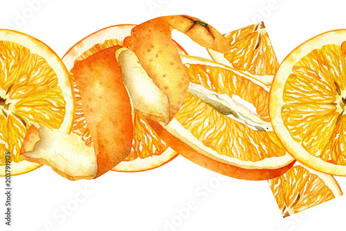 Watercolor Orange Peel Seamless Border