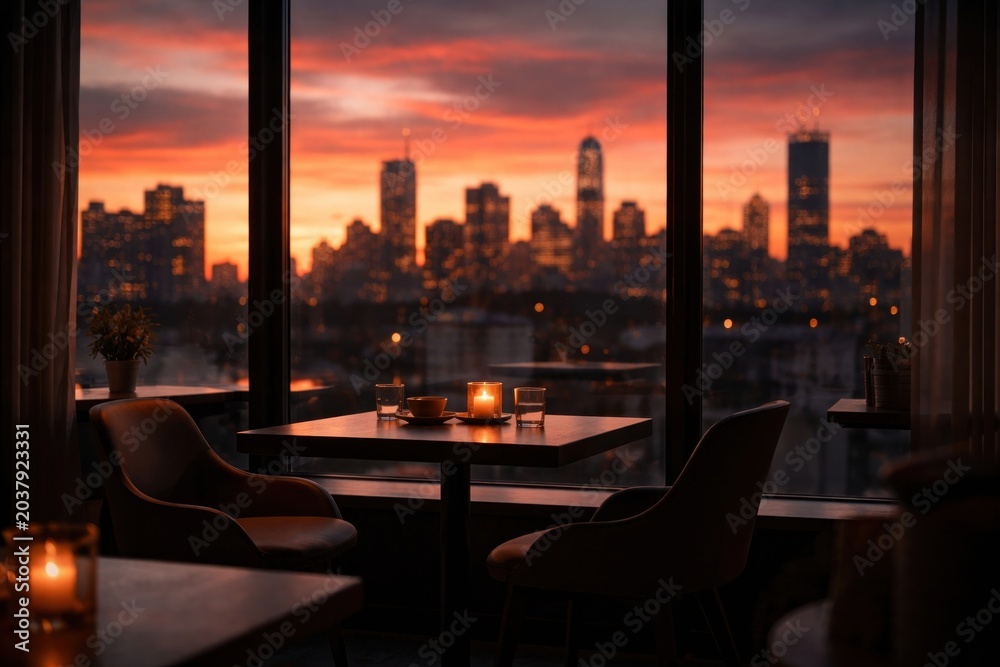 Obraz premium Romantic cityscape view dining.