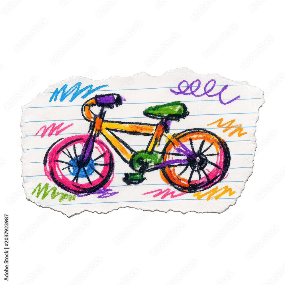 Fototapeta premium PNG Colorful hand-drawn bicycle illustration.