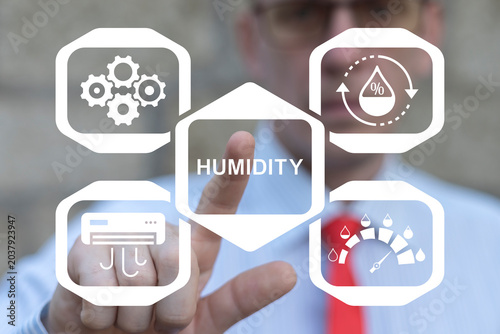 Concept of humidity smart control system. Modern HVAC innovative technology integration.