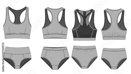 Slika na platnu Women's athletic wear sets on display for fitness enthusiasts in a studio