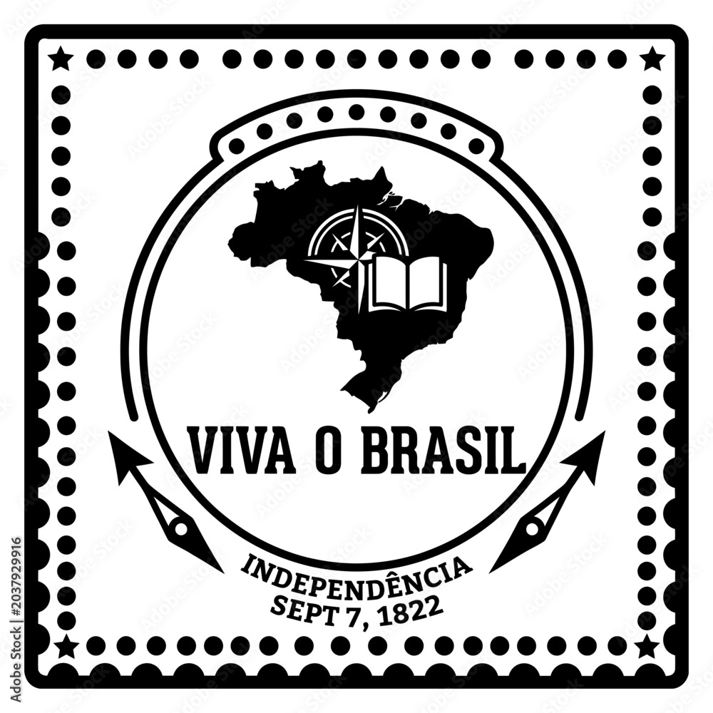 Obraz premium Viva o Brasil flag stamp frame vector design