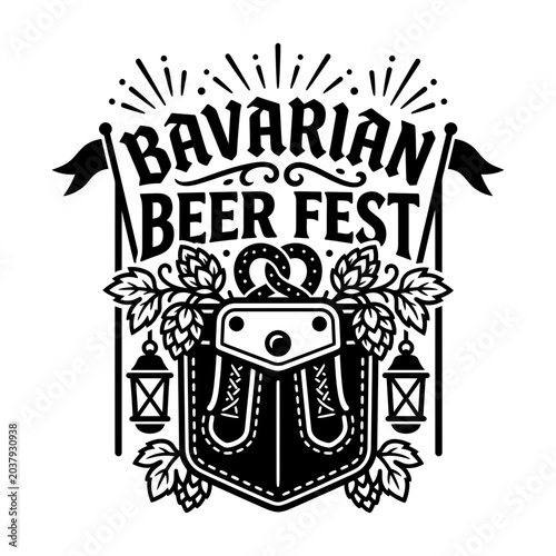 Fotografía Bavarian beer fest lederhosen emblem