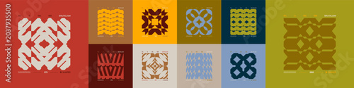 Bild auf Leinwand Brutalism tech geometric compositions in cyberpunk style Kit 28, Vector modernis