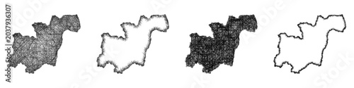 Tableau sur toile Sketch Kampong Cham (Cambodia) outline map design set