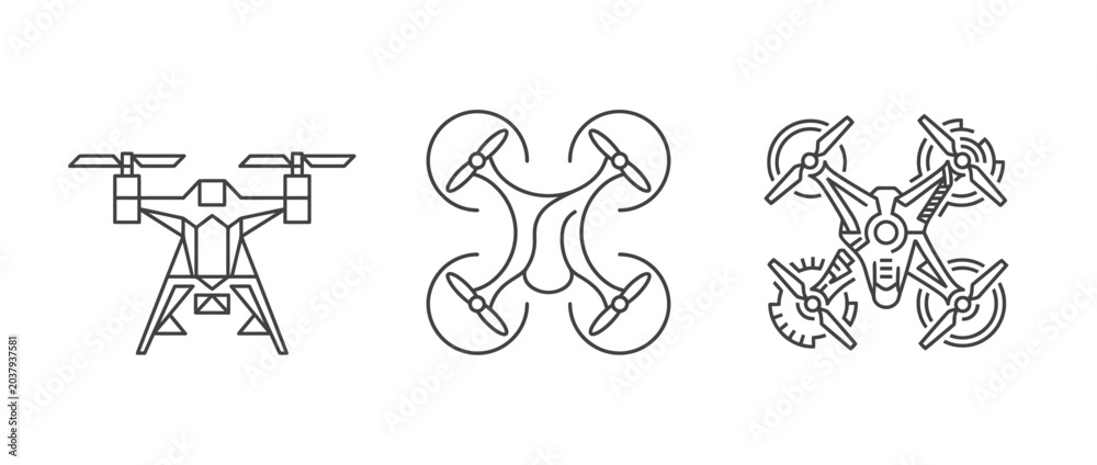 Obraz premium Drone illustrations in various designs for technology and innovation concepts