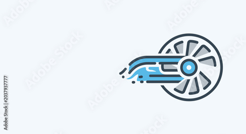 Modern turbine wheel with blue flame