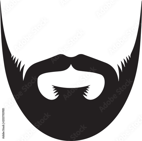Slika na platnu Classic Full Beard and Mustache Silhouette Vector