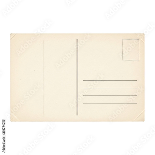Vintage Postcard Blank Retro Paper Isolated On Transparent Background