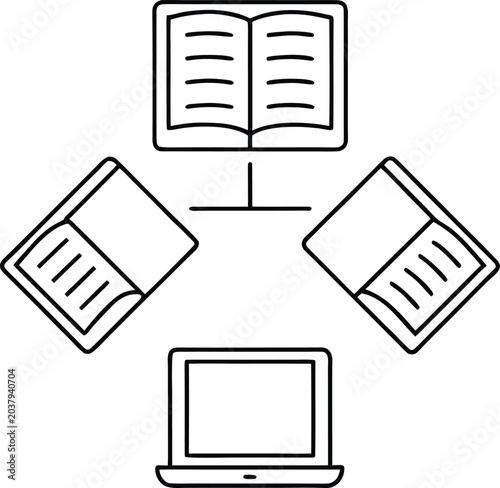 e learning line art vector illustration on transparent background