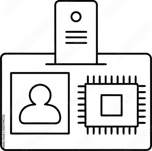 digital id line art vector illustration on transparent background