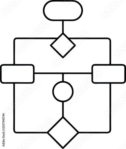 decision tree line art vector illustration on transparent background