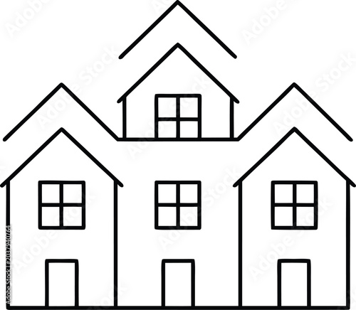 containerized housing line art vector illustration on transparent background