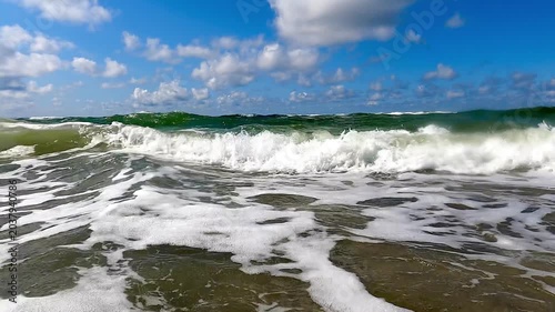 Powerful Baltic Sea Waves Crashing Along Lithuania Coastline