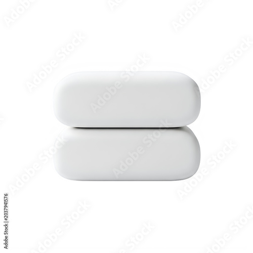 Two horizontal white rounded pill shapes isolated on transparent background