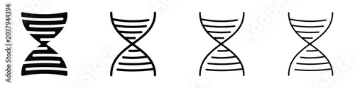 Bild auf Leinwand Set of four stylized DNA helix icons in black and white