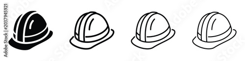 Quadro em tela Collection of hard hat icons in solid black and outline styles for safety
