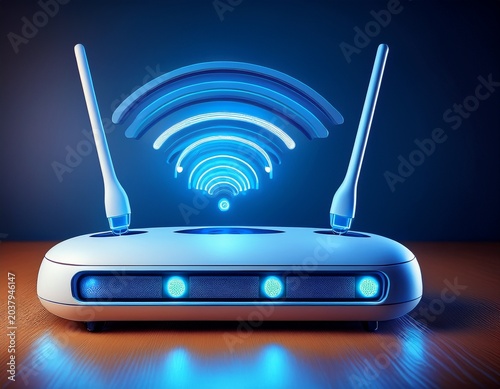a wifi extender blue wifi symbol connected smart home generative ai