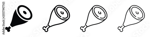 Tableau sur toile Set of four ham hock icons, including solid black and outline styles