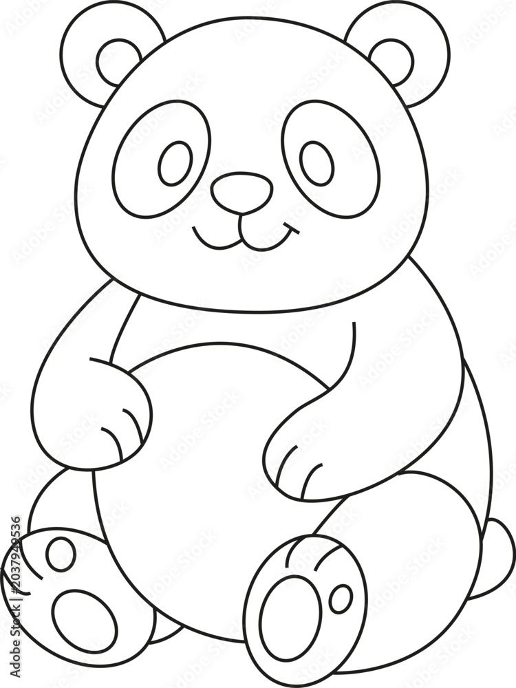 Obraz premium cute panda bear cartoon outline hand drawn Line Art illustration doodle art coloring page for kids