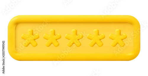 Canvastavla Yellow 3D password field icon with stars