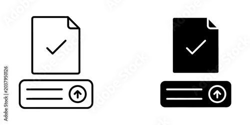 Fotografie Document file upload icon set with document transfer interface business