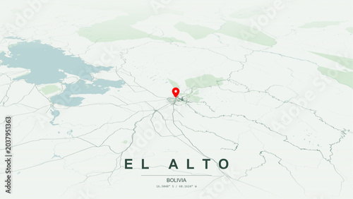 Obraz na płótnie Modern minimalist vector map of El Alto, Bolivia