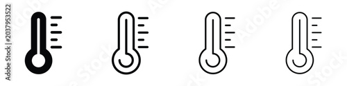 Schilderij op canvas Set of four thermometer icons showing temperature measurement in different style