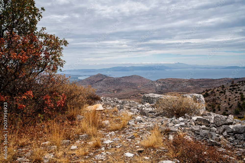 Fototapeta premium View from Penteli Mountain Quarry Over Attica Greece
